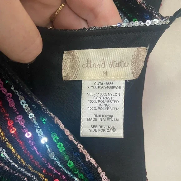 Altar'd State size M Braelynn rainbow sequin mini dress w/ adjustable straps EUC - Picture 5 of 8